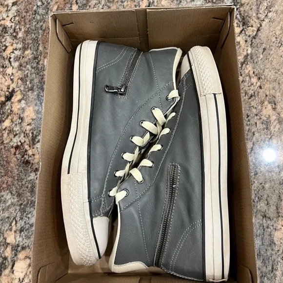 Converse X John Varvatos Zip Around Gray/Cream Leather HiTop Sneaker Men… - Picture 11 of 13